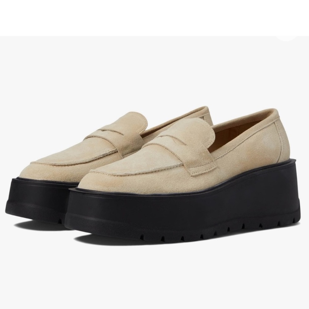 Free People Nico Suede Platform Loafers beige size 9